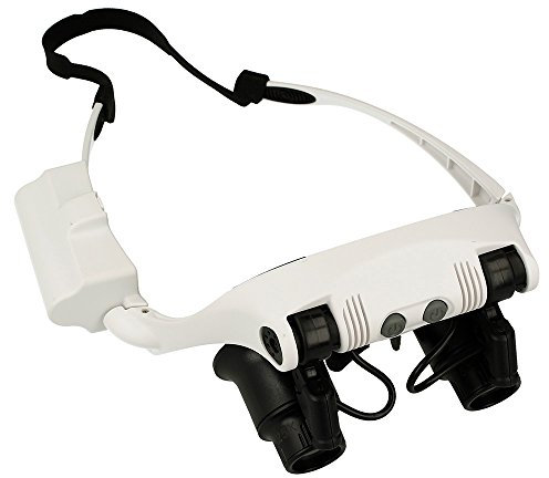 REY Gafas de Precisión con Zoom 10X-25X y Luz LED, Lentes con Lupa, Visión con Aumento