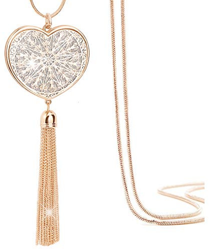 Suyi long gland collier creuser disque cercle coeur pull chaîne y pendentif collier pour femmes Heart-Gold