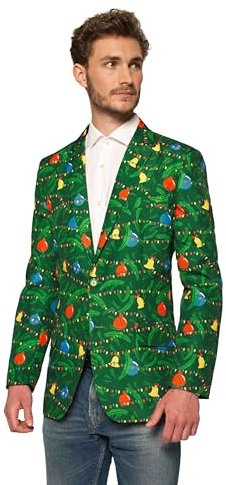 Suitmeister Herren-Weihnachtssakko - festlich leuchtende Weihnachten-Jacke - Tailliert Party Kostüme - Grün