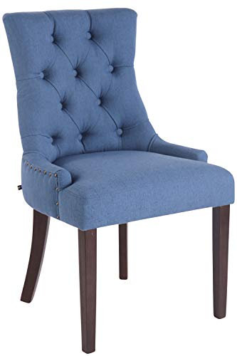 CLP Esszimmerstuhl Aberdeen Mit Hochwertiger Polsterung Und Stoffbezug I Polsterstuhl Mit Gestell Aus Kautschukholz I Sitzhöhe Von 50 cm, Farbe:blau, Gestell Farbe:antik