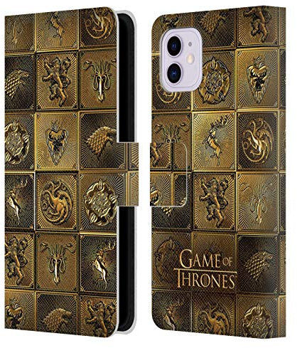 Head Case Designs Officially Licensed HBO Game of Thrones All Houses Golden Sigils Leather Wallet Case Compatible With Apple iPhone 11