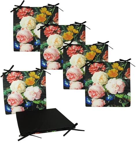 JACK 4X Motiv Outdoor Wende Stuhlkissen 40x40 cm Lounge Kissen Wasserfest Sitzkissen Garten Lotus Effekt, Farbe:Blütenmeer