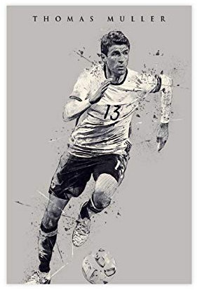 Thomas Muller Poster, Fußball-Kunst, 5 Leinwand, Wanddekoration, Schlafzimmer, Dekoration, Bild, Sportlandschaft, Büros, Raumdekoration, Geschenk, Unrahmen: 30 x 45 cm