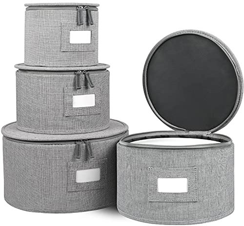 China-Aufbewahrungs-Set, Hartschale, Kaffeetassen und Teetassen mit Etikettenfenster für Untertassen und stapelbar, Filz-Teller-Trennwände enthalten (China-Aufbewahrung)