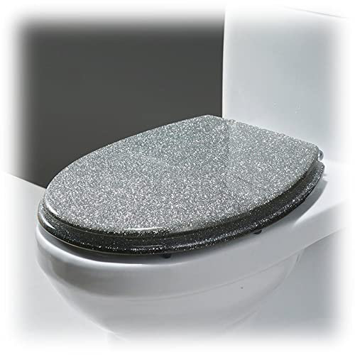MZTYH Toilet Seat Soft Close, Oval Glitter, Easy to Clean, Resin, Eclectic Style