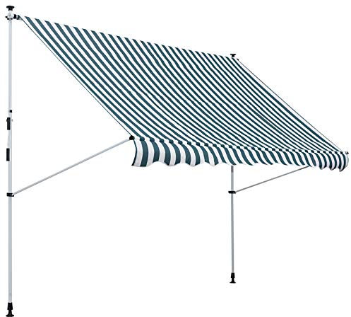 Outsunny Toldo Manual Retráctil Toldo para Balcón con Altura Ajustable Manivela y Protección Solar para Terraza Jardín Verde