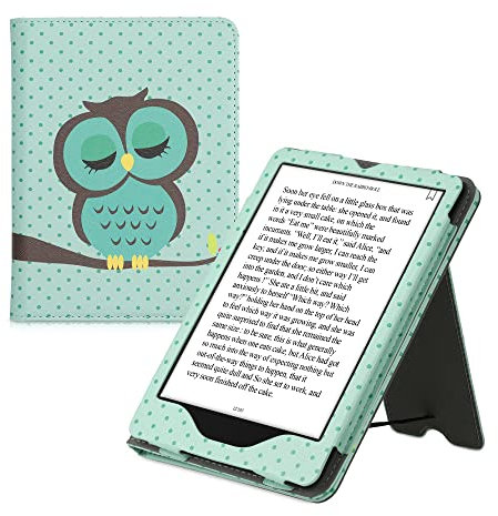 kwmobile Klapphülle kompatibel mit Amazon Kindle Paperwhite 11. Generation 2021 Hülle - Flipcase für Kindle Paperwhite Hülle mit Handschlaufe - Eule Schlaf