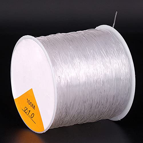 Callenbach Gummiband für Armbänder, Elastisches Nylonschnur Gummibänder Nylonfaden Transparent Reißfest Schmuckband Durchsichtiger Faden Elastisch Schmuckfaden Gummifaden Perlenband Basteln 1.0mm 100m