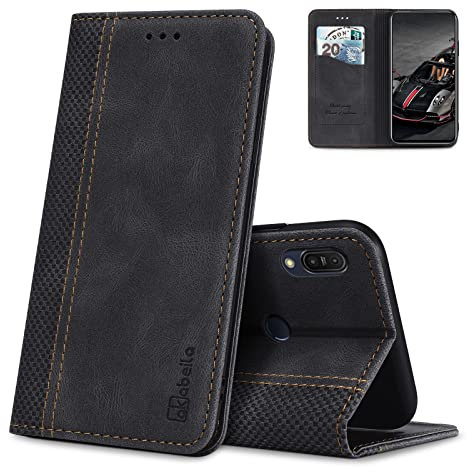 AKABEILA Cover per Asus Zenfone Max Pro (M1) Pelle Custodia per Asus Zenfone Max Pro (M1) Cover Flip Portafoglio Magnetica Stand Covers Frosted Porta Telefono Nero