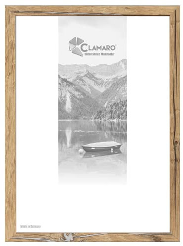 CLAMARO 'Collage' Bilderrahmen 75x98 handgefertigt nach Maß | Eiche Altholz | Moderner eckiger MDF Holzbilderrahmen inkl. Acrylglas, Rückwand und Aufhänger (querformat & Hochformat)
