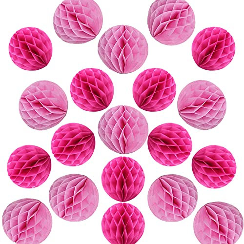 YLY's love Papier Wabenball Dekoration 20 Stück 10cm 15cm Honeycomb Balls pompom Deko zum Aufhängen Dekor für Geburtstag Hochzeitsfest Party Brautduschen Wohnungdeko (10cm ,15cm-Rosa Rose Pink)