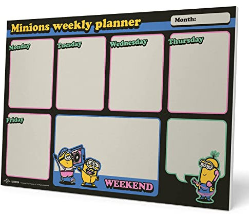 Grupo Erik Wochenplaner Block A4 Kalender Planer Minions Kalender - Tischplaner A4 - Tischkalender ohne Datum - Schreibtischunterlage Papier
