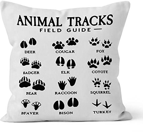 HIWX Housse de coussin décorative avec motif de pattes d'animaux sur le thème de la forêt - Pour canapé, lit, chambre d'enfant, décoration d'intérieur - 45,7 x 45,7 cm