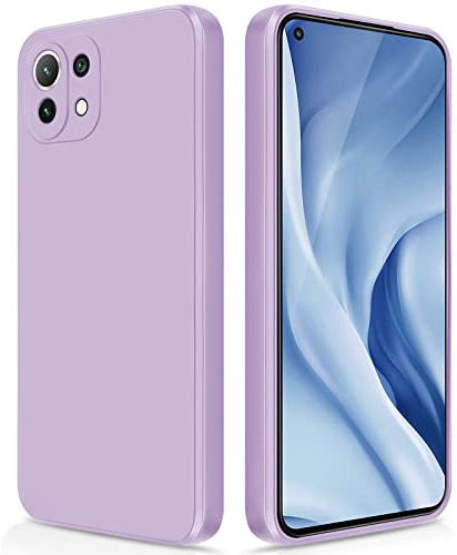 GiiYoon Hülle für Xiaomi 11 Lite, Lila | Silicone Case, Seidig Weiches Gefühl, Stoßschutz, Kratzfest, Mikrofaser-Innenfutter