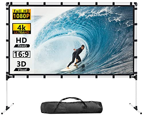 XHYCPY 100 Portable Projector Screen, 16:9 4K HD, Front/Rear Projection, Polyester & Spandex, Matte, Wrinkle-Free, Lightweight, Easy Setup, Indoor/Outdoor