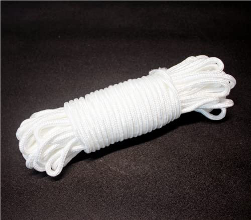 qixiang 30M White Nylon Rope 6MM Multi-functional Nylon Rope Cord Hanging String, Traction Tying Rope for Camping Outdoor Activities Garden Bundling Garage Clothesline (AB-00)