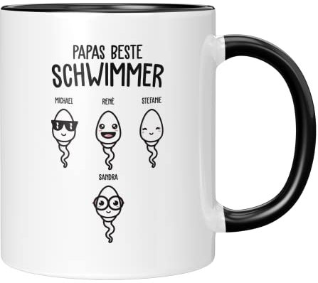 TassenTicker - Papas beste Schwimmer - Personalisiert - bester Papa - Geschenke - Geburtstag - Vatertag - Vatertagsgeschenk - Vater Geburtstagsgeschenk (4 Kinder), Sper01