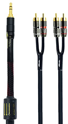 Arklove 10ft Shielded 1/8 aux Input 3.5mm RCA Output Splitter Stereo Audio Video Cable Out 3.5 Male to 4 RCA Male in Dual Speaker Cord 24k Gold Plated