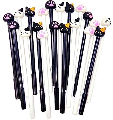 JZK 20 x Neuheit Katzenpfoten Stift, schwarzer Gel-Tintenroller, feine Linie, 0,5 mm Nadelspitze, Schreibwarenzubehör für Kinder, Mädchen, Jungen, Kinder, Partygeschenk, Partytütenfüller
