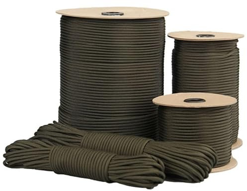 Paracord 275 - 2,2 mm - 10 m - Corde en nylon pour bracelets, haubans, corde à linge, corde à linge, corde de maçon, corde de tente pour filet de survie militaire, équipement de survie - Vert armée