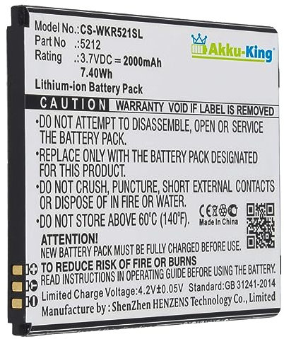 Akku kompatibel mit Wiko 5212 - Li-Ion 2000mAh - für Robby
