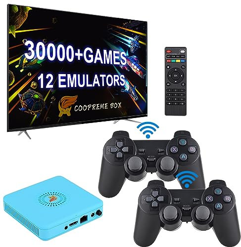 Retro Stick, Retro Konsole Spielekonsole, 3D 4K-High-Definition-HDMI-Ausgang, Plug-and-Play-Videospiel, integrierte 30000+ Spiele mit zwei 2,4 G kabellosen Controllern