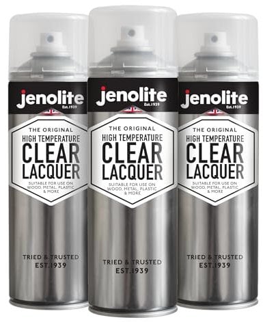 JENOLITE High Temperature Clear Lacquer | 650C + | 3x500ml | Crystal Clear Finish | Enhances & Protects Surface and Paintwork from Corrosion & UV Damage with Non-Yellowing Sealer