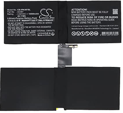 Cameron Sino Batterie de rechange pour A2378, A2379, A2461, A2462, iPad Pro 12.9 2021, iPad Pro 5ème génération 12.9 2021 PN: A2387 10500 mAh / 40,11 Wh