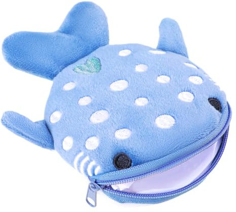 Porte-Monnaie Mignon en Forme de Requin - Petit Portefeuille en Peluche pour Cosmétiques, Fermeture Éclair, Porte-Clés, Monnaie, Mini Écouteurs - Pochette Fantaisie Animal