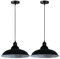 DC VOLTAGE Retro Industrial Multi Colour Ceiling Pendant Set, Metal Mount Chandelier, Large 32cm Shade, Adjustable E27 Lamp Fitting, Hanging Light for Kitchen, Corridor (Black)