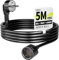 Vickwire Verlängerungskabel 5m Kabel Kabelverlängerungen mit Schutzkontakt Stecker Schuko Verlängerung 16A/250V, Schwarz, H05VV-F 3G1,5 mm²