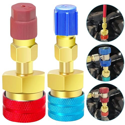 R12 to R134A Adapter Connection R1234yf to R134a Adapter High / Low Side R134a to R1234yf Adapter R1234YF Quick Coupling Kit for R1234YF Car Air Conditioners AC Charge Pack of 2
