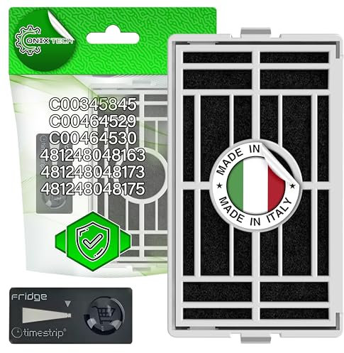 Antibacterial Fridge Filter with Original Code C00345845 C00464529 C00464530 481248048163 481248048173 481248048175 for Indesit for Whirlpool - Made in Italy - Warranty 5 Years - ONIX TECH