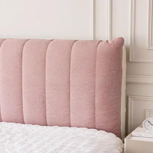 Couvre-tête de lit matelassé en coton doux pour tête de lit simple, double, bois et cuir, décoration de chambre à coucher, rose (190 x 60 cm)