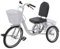 Fridgestea 20 Zoll Dreirad für Erwachsene, 3 Räder Fahrrad mit 20'' Vorderrad, 16'' Hinterrad, Seniorendreirad mit Zwei Körben, Klingel, Rückenlehne für Senioren Damen Herren (Silber)