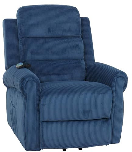 Mendler Fernsehsessel HWC-K63 Stoff (220g/m²) Cord - blau