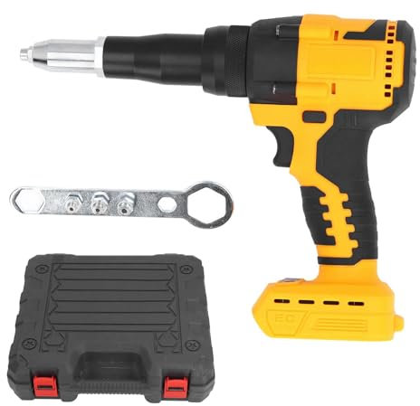 Fafeicy Remachadora Inalámbrica, Remachadora Automática sin Escobillas, Luz LED, Batería