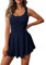 Fisoew Damen Tenniskleid Ärmellos U-Ausschnitt Sport Kleid Set Sommer Minikleid mit Integrierten BH und Shorts A-Linie Golf Kleider(Dunkelblau, XS)