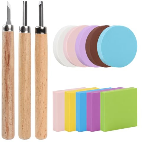 LALAGO Blocco per Incisione di Timbri in Gomma con Scalpelli per Intaglio, Set di Strumenti per la Stampa a Blocchi, Blocchi da Intaglio, Set per la Creazione di Timbri in Gomma