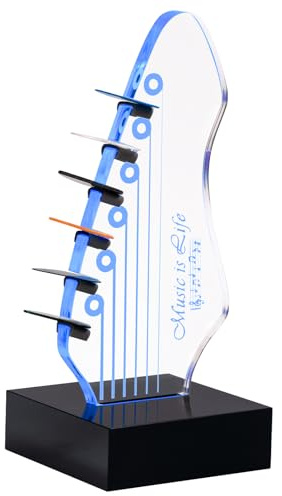 Support de médiator lumineux avec 7 couleurs changeantes, alimentation USB, affichage de rangement à DEL et veilleuse, peut contenir 6 médiators, décoration de chambre cool pour guitaristes, cadeau