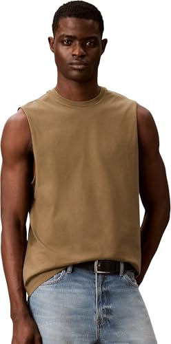 Calvin Klein Herren Tank Top Badge Muscle aus Baumwolle, Braun (Capers), L