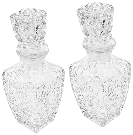 Warmhm 2pcs Glass Decanter Set, 250ml Whisky Bottle for Wine Storage, Portable and Practical, Elegant Home Beverage Serveware