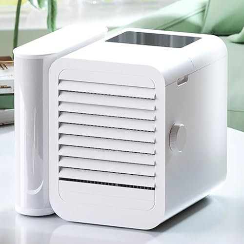 YCYRF Climatizador Evaporativo Silencioso, Climatizador Portatil con Velocidad Continuamente Variable, Tanque de Agua Grande Extraíble de 1 L, Enfriador Aire para Dormitorio, Hogar y Oficina