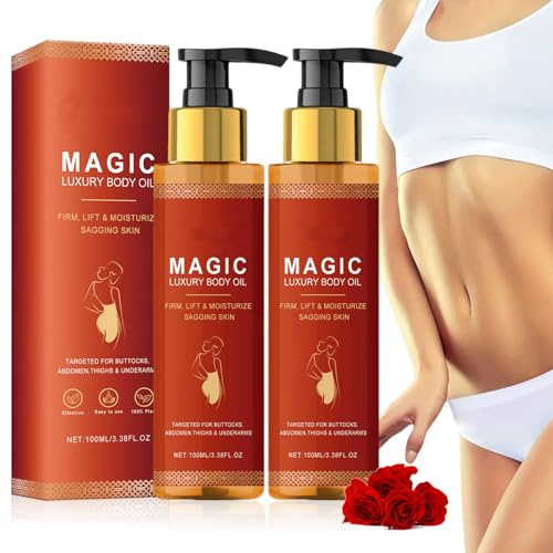 2 Pièces Magic Body Oil, Magic Luxury Body Oil, Magic Oil, Huile Corporelle, Huile De Massage Facilement AbsorbéE, Huile De Soin Du Corps, RéDuit Les Ridules Sur Les Joues/Abdomen/Cuisses/Bras