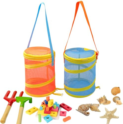 2Pcs Toy Storage Bag, Large Capacity Sea Shell Bags for Beach