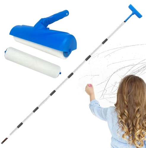 Rouleau de peinture murale | Applicateur réglable avec tige d'extension en acier inoxydable – pour maison, cuisine, salle de bain, salon, garage, décoration intérieure, meubles, armoire, tableau mural