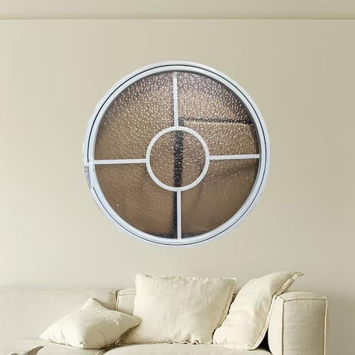 360° Drehbares Rundfenster, Einbau Schiebefenster, Bullauge Für Die Belüftung, Gehärtetes Glas Dekor Fenster, Für Dachgeschoss Schlafzimmer Küche Trennwand Büro Café(White,100cm/39.4in)
