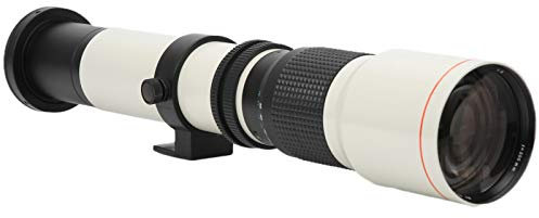 Xiuganpo 500-mm-Teleobjektiv mit Manuellem Fokus für EF-S-Spiegelreflexkameras, Kompaktes Design für Reisen und Nahaufnahmen von Sportereignissen (White)