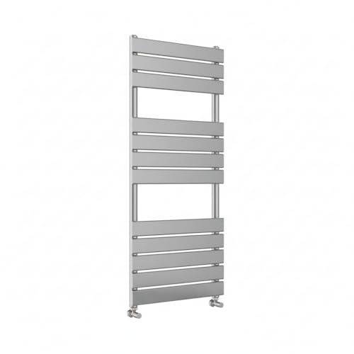Greened House Richmond Heated Towel Rail Chrome 500mm W x 1200mm H | Flat Panel, Bathroom Towel Radiator, Central Heating, Wall Mounted