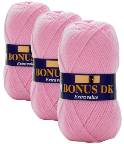 Hayfield Bonus DK Double Knitting, Iced Pink (958), 100g by Sirdar (Pack of 3)